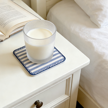 Navy Stripe Round Coaster