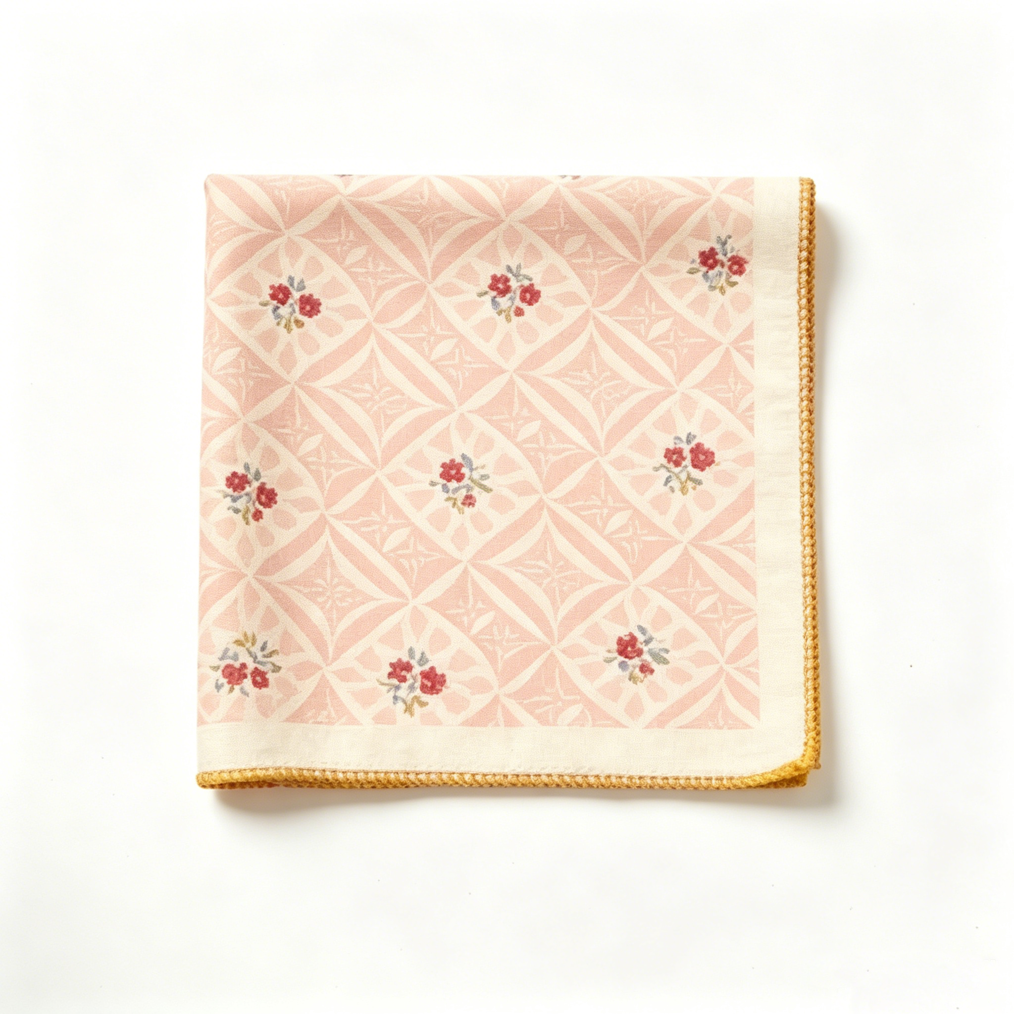 Pink Plaid Weave Floral Napkin