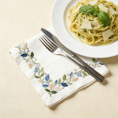 Leafy Vine Border Linen Napkin