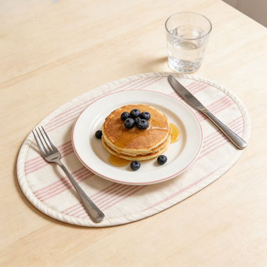 Pink & White Stripe Oval Placemat