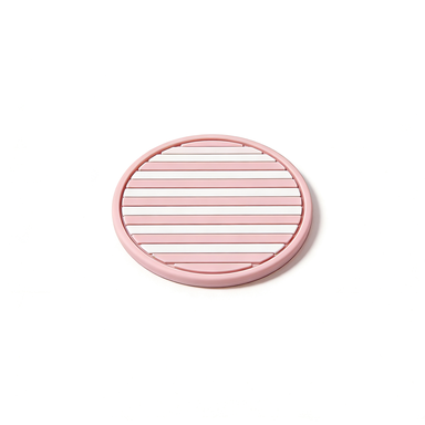 Pink & White Silicone Striped Coaster