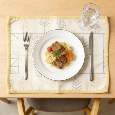 Leaf Print Bordered Placemat