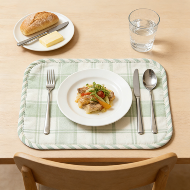 Mint Green Plaid Cotton Placemat