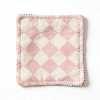 Pink & White Gingham Quilted Coaster