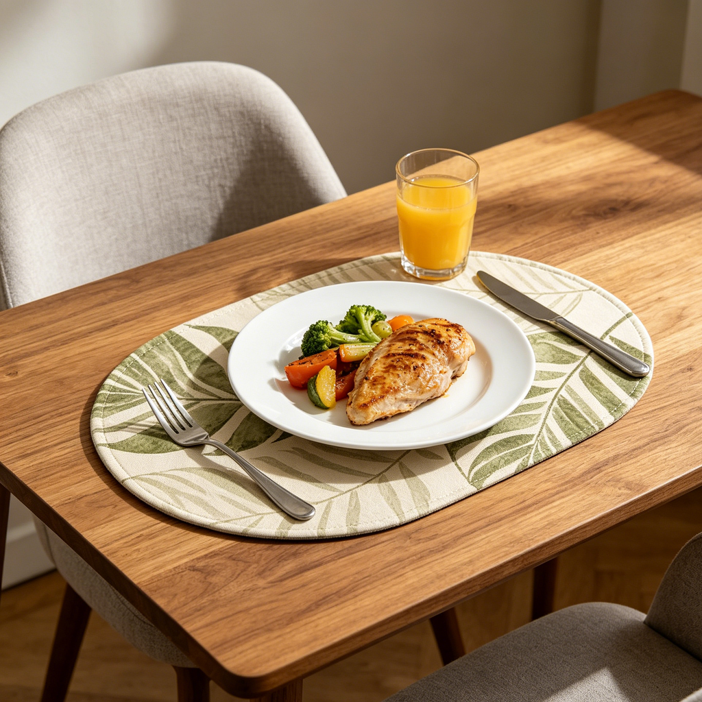Tropical Leaf Print Oval Placemat