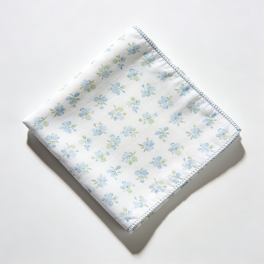 Blue Floral Print Muslin Napkin