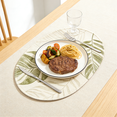 Tropical Leaf Print Oval Placemat