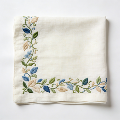 Leafy Vine Border Linen Napkin