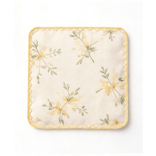 Yellow Floral Embroidered Coaster