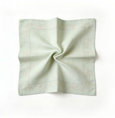 Mint Green Embroidered Floral Napkin