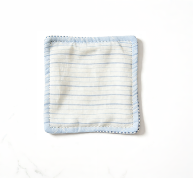 Blue & White Stripe Square Coaster