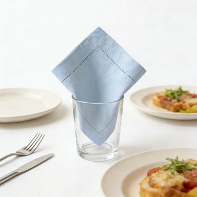 Sky Blue Stitch Detail Cotton Napkin