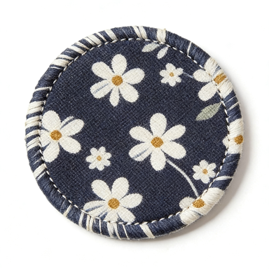 Black Daisy Round Coaster